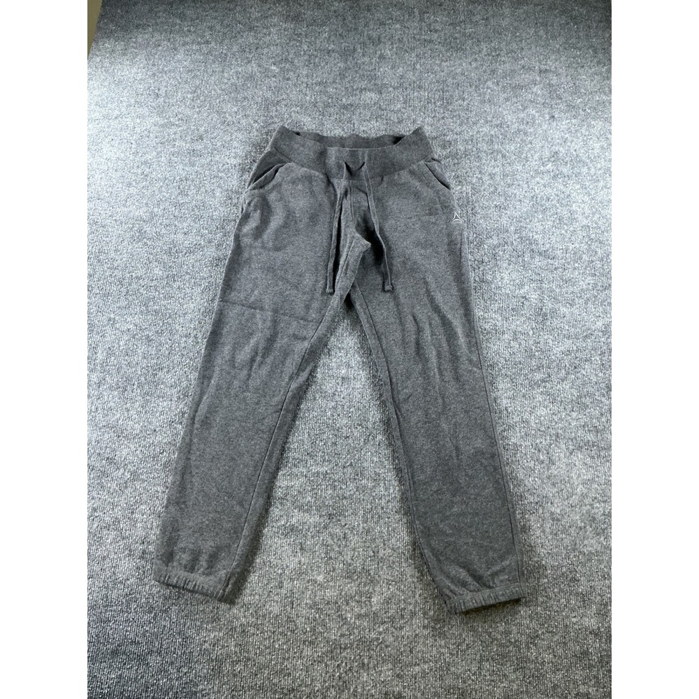 Reebok Mens Gray Heather Fleece Joggers Drawstring Sweatpants Charcoal Small